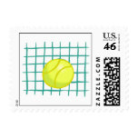 tennis ball and net simple graphic postage stamps