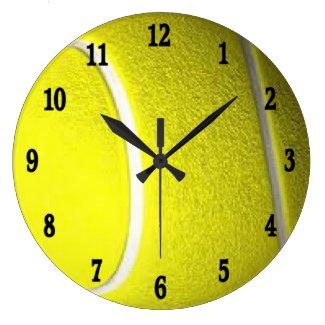 Tennis Ball Black Numbers Round Sport Wall Clock