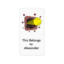 tennis ball breaking through brick wall custom address labels