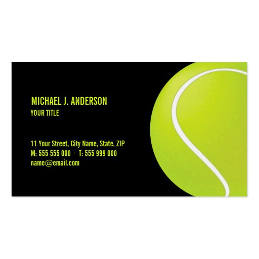 Tennis Ball business card (front side)