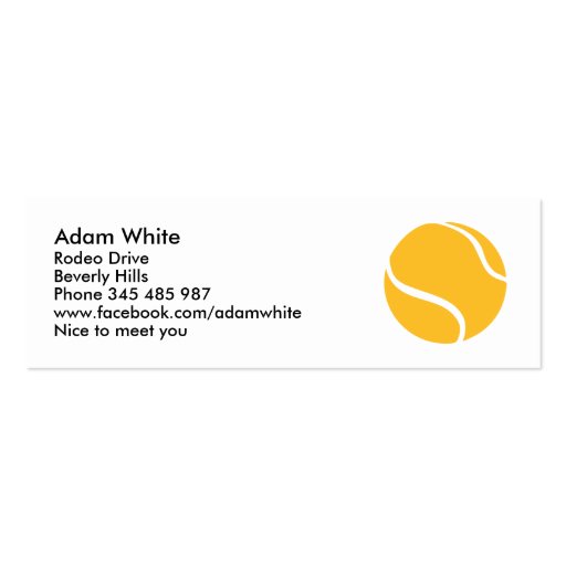 Tennis ball business card templates (front side)