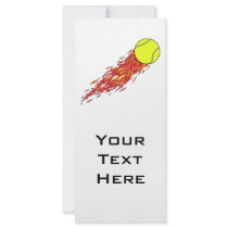 tennis ball on fire flames rack card design