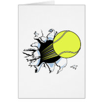 tennis ball ripping through cards