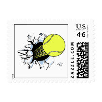 tennis ball ripping through stamp