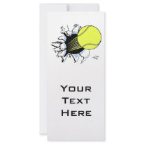 tennis ball ripping through rack cards