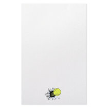 tennis ball ripping through custom stationery