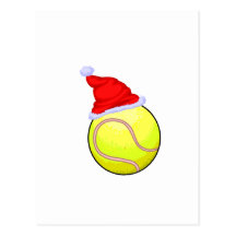 Tennis Ball (Santa Hat) Postcard