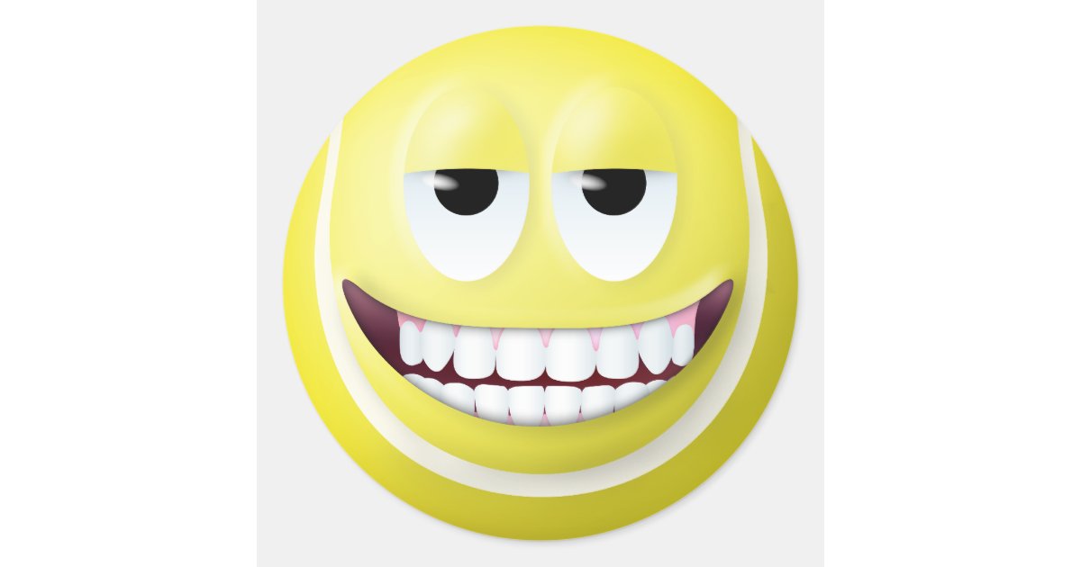 Tennis Ball Smiley Face 2 Classic Round Sticker Zazzle