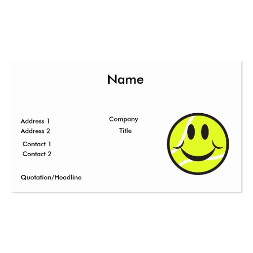 tennis ball smiley face business card (front side)