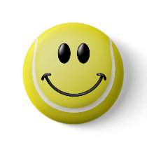 Tennis Ball Smiley Face Pinback Buttons