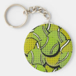 Tennis Balls Abstract Collage Keychains