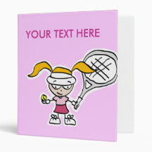 Tennis Binder with cartoon of tennis girl