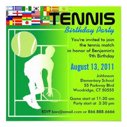 Tennis Birthday Party Invitation