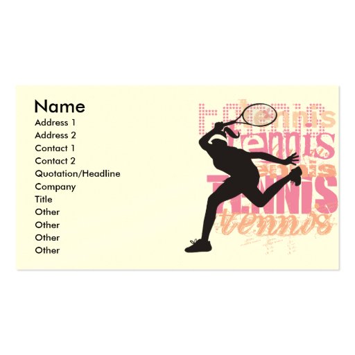 Tennis Business Card (front side)