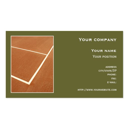 "Tennis" business card (front side)