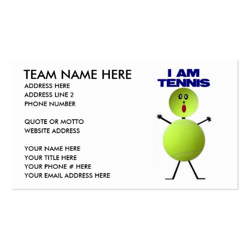 Tennis Cartoon Business Card (front side)