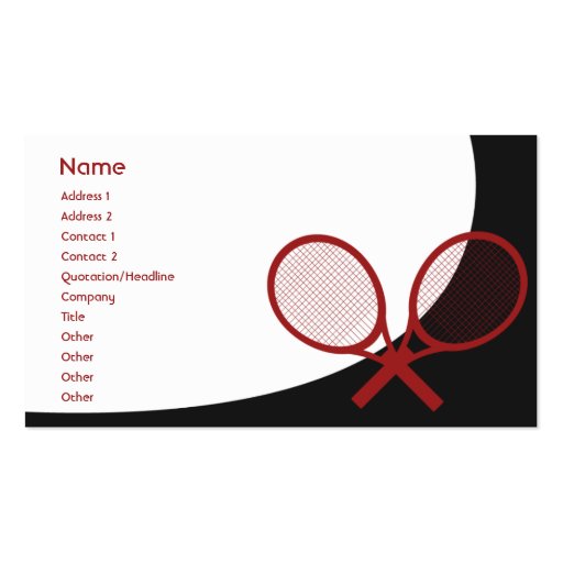 Tennis - Classic Business Card Templates (front side)