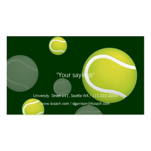 Tennis Coach Business Card (back side)