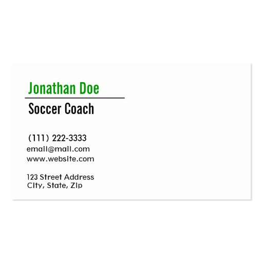 Tennis Coach Business Card (back side)