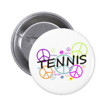 Tennis Colored Peace Signs Pinback Buttons