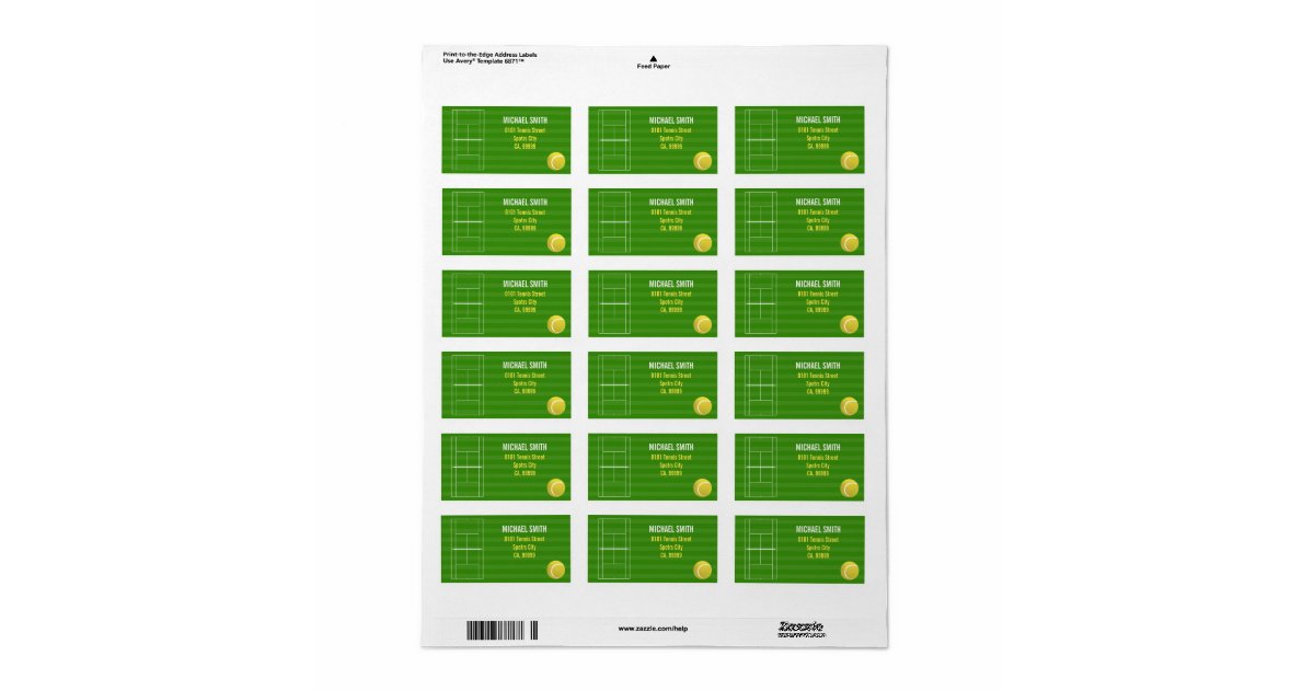 Tennis court label Zazzle