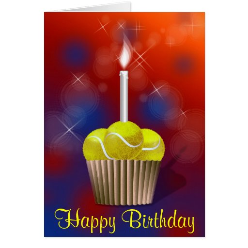 tennis cupcake happy Birthday Card Zazzle
