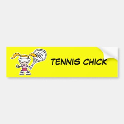 Buy cute tennis gifts - Tennis Gifts & Cards with cute cartoon girl Bumper Stickers