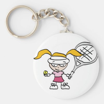 Buy cute tennis gifts - Tennis Gifts & Cards with cute cartoon girl Key Chains