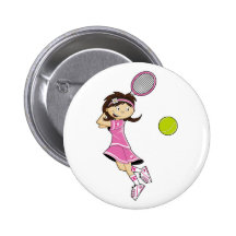 Tennis Girl Badge Buttons