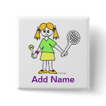 Tennis Girl Pinback Button