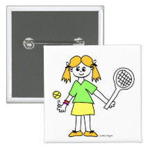 Tennis Girl Buttons