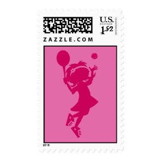 Tennis Girl Postage Stamp stamp