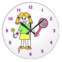 Tennis Girl Round Wallclock