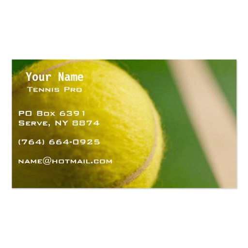 Tennis Instruction Business Card Templates (front side)