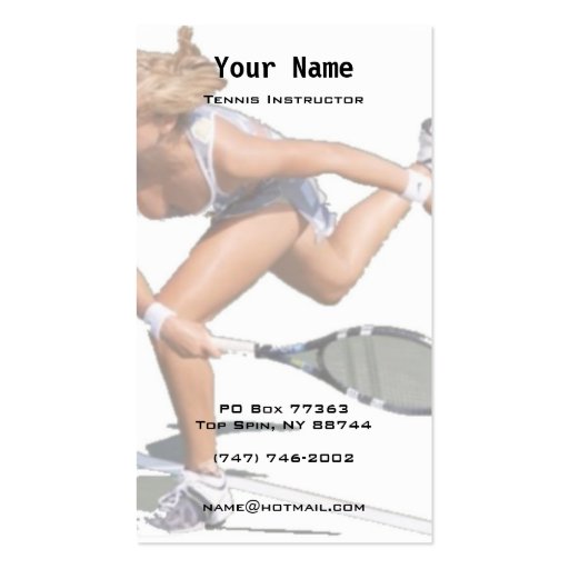 Tennis Instruction Business Card Templates (back side)