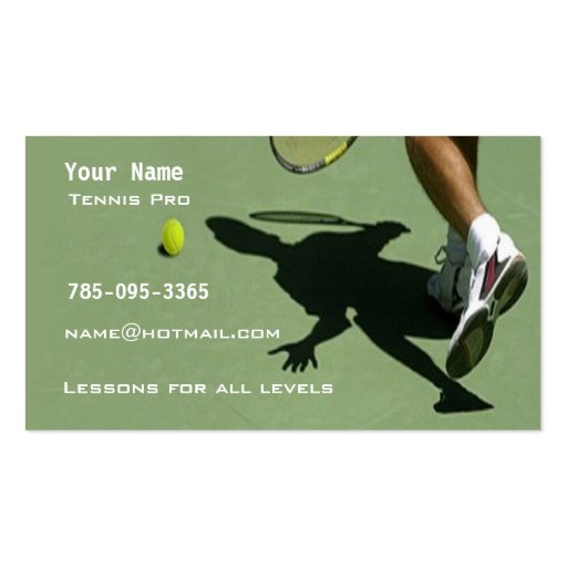 Tennis Instruction Business Card Templates (front side)