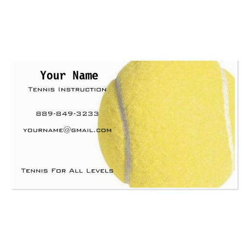 Tennis Instructor Business Card (front side)