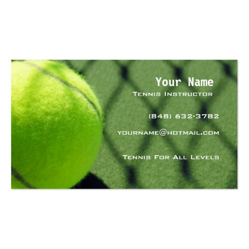 Tennis Instructor Business Card Templates (front side)