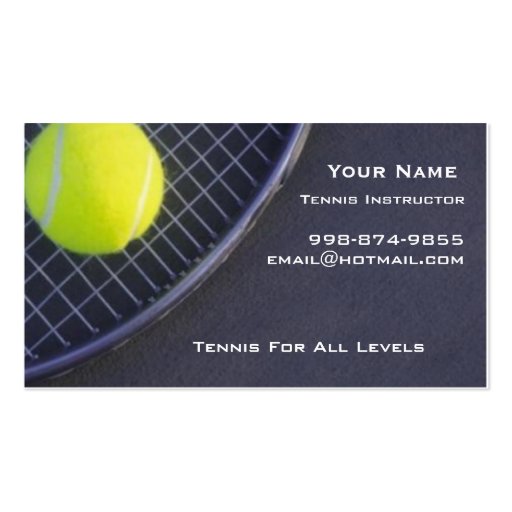Tennis Instructor Business Cards (front side)