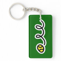 Tennis keychain with bouncing tennis ball key chains
