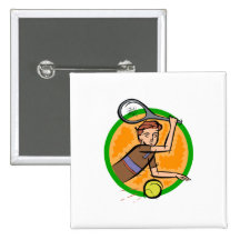 Tennis Kid Pinback Buttons