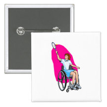 Tennis Lady Pinback Button