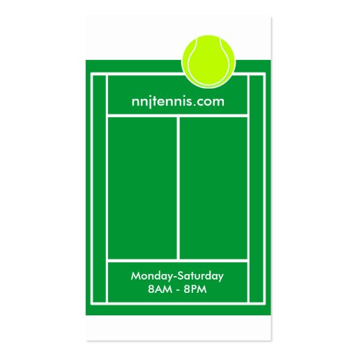 Tennis League Business Card (back side)