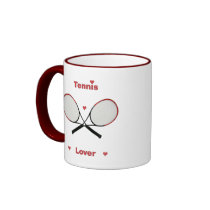 Tennis Lover Hearts Mugs