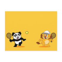 Tennis Panda & Lion postcards by cuteunion Tennis Panda & Lion postcards