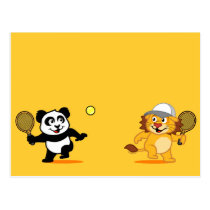 Tennis Panda & Lion postcards