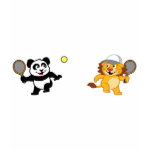 These cuties are having fun playing a game of tennis. How cute is that? Panda and lion are too cute. This is a great design for anyone who loves pandas, lions, tennis and anything cute.