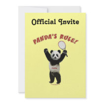 Tennis Panda's Rule Personalized Invitations