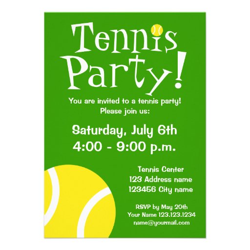 Tennis party invitations for Birthdays or BBQ