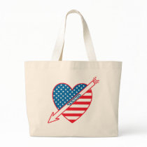 Tennis Patriot Heart Tote Bags